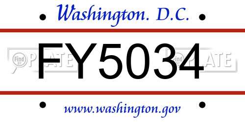 FY5034 District Of Columbia License Plate