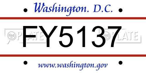 FY5137 District Of Columbia License Plate
