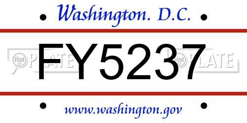FY5237 District Of Columbia License Plate