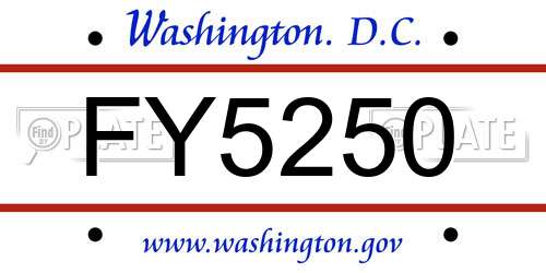 FY5250 District Of Columbia License Plate