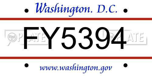 FY5394 District Of Columbia License Plate