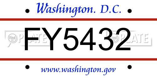 FY5432 District Of Columbia License Plate