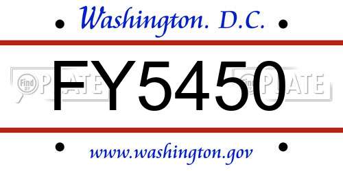 FY5450 District Of Columbia License Plate