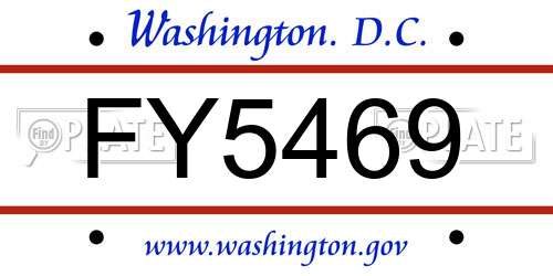 FY5469 District Of Columbia License Plate