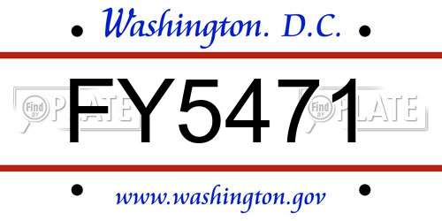 FY5471 District Of Columbia License Plate
