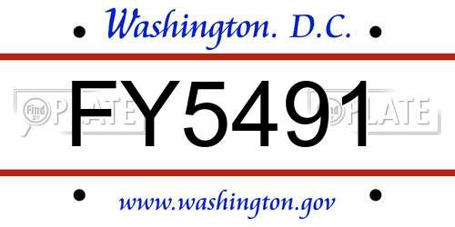 FY5491 District Of Columbia License Plate