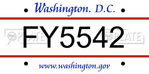 FY5542 District Of Columbia License Plate