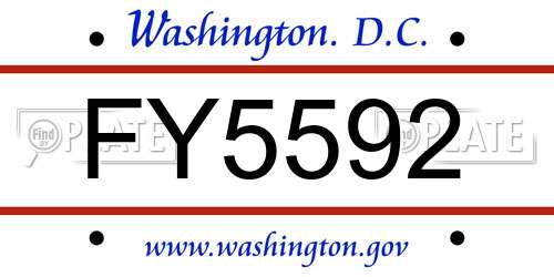 FY5592 District Of Columbia License Plate