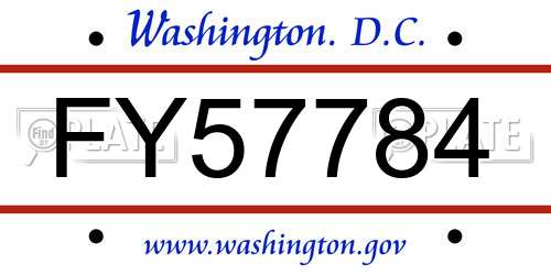 FY57784 District Of Columbia License Plate