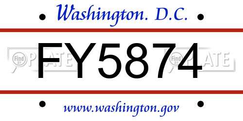 FY5874 District Of Columbia License Plate