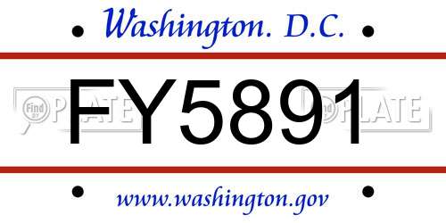 FY5891 District Of Columbia License Plate
