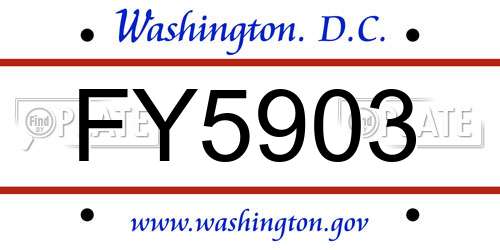 FY5903 District Of Columbia License Plate
