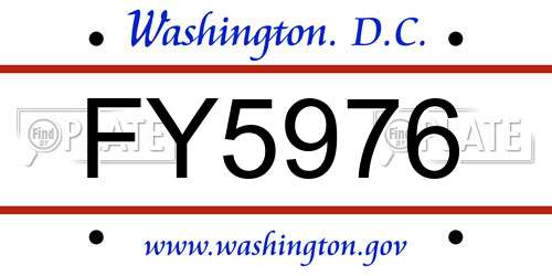 FY5976 District Of Columbia License Plate