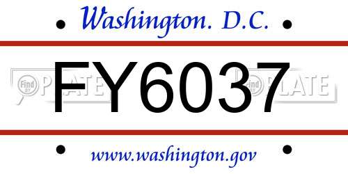 FY6037 District Of Columbia License Plate