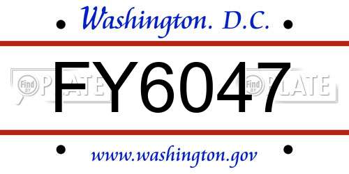 FY6047 District Of Columbia License Plate