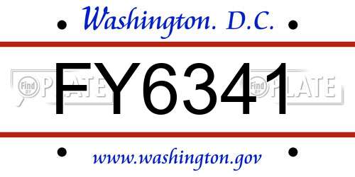 FY6341 District Of Columbia License Plate