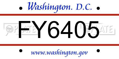 FY6405 District Of Columbia License Plate