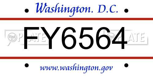FY6564 District Of Columbia License Plate