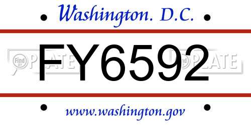 FY6592 District Of Columbia License Plate