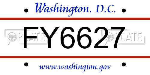 FY6627 District Of Columbia License Plate