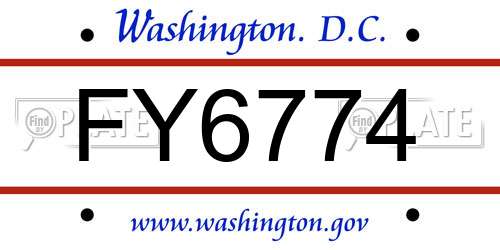 FY6774 District Of Columbia License Plate