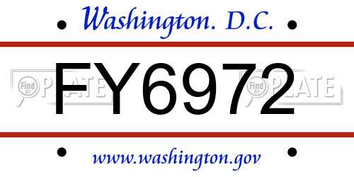 FY6972 District Of Columbia License Plate