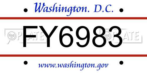 FY6983 District Of Columbia License Plate