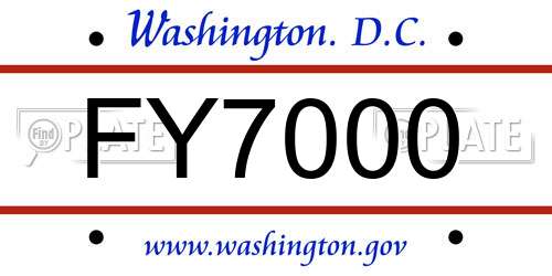 FY7000 District Of Columbia License Plate