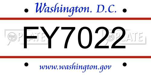 FY7022 District Of Columbia License Plate