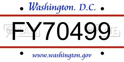 FY70499 District Of Columbia License Plate