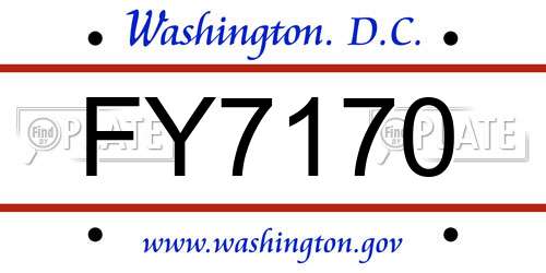 FY7170 District Of Columbia License Plate