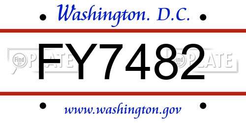 FY7482 District Of Columbia License Plate