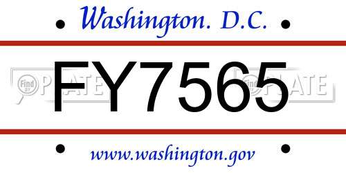 FY7565 District Of Columbia License Plate