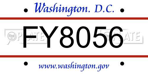 FY8056 District Of Columbia License Plate