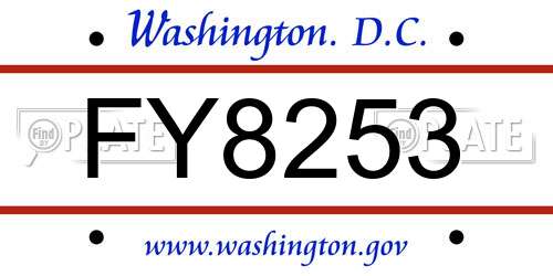 FY8253 District Of Columbia License Plate
