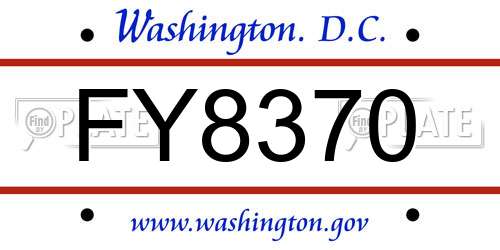 FY8370 District Of Columbia License Plate