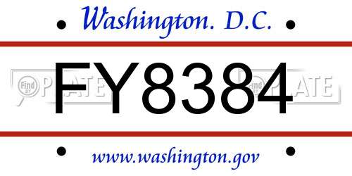 FY8384 District Of Columbia License Plate