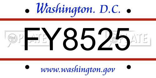 FY8525 District Of Columbia License Plate