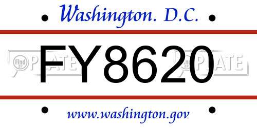 FY8620 District Of Columbia License Plate