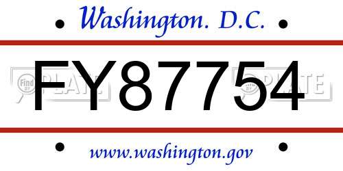 FY87754 District Of Columbia License Plate