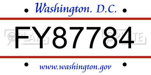 FY87784 District Of Columbia License Plate