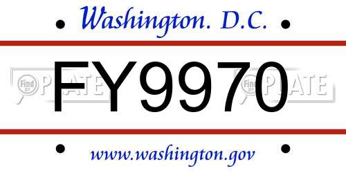 FY9970 District Of Columbia License Plate