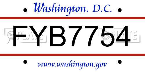 FYB7754 District Of Columbia License Plate