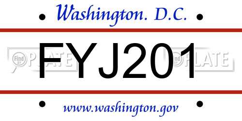 FYJ201 District Of Columbia License Plate