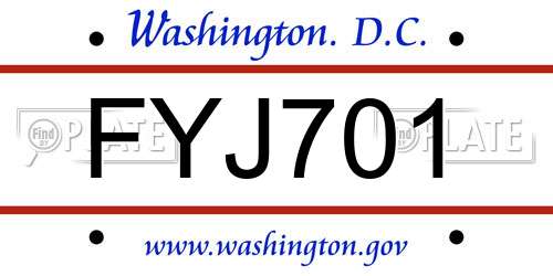 FYJ701 District Of Columbia License Plate
