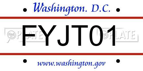 FYJT01 District Of Columbia License Plate