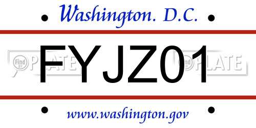 FYJZ01 District Of Columbia License Plate