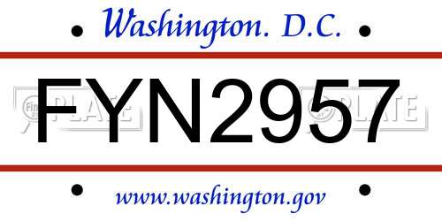 FYN2957 District Of Columbia License Plate