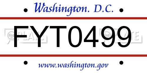 FYT0499 District Of Columbia License Plate