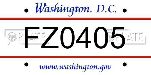 FZ0405 District Of Columbia License Plate